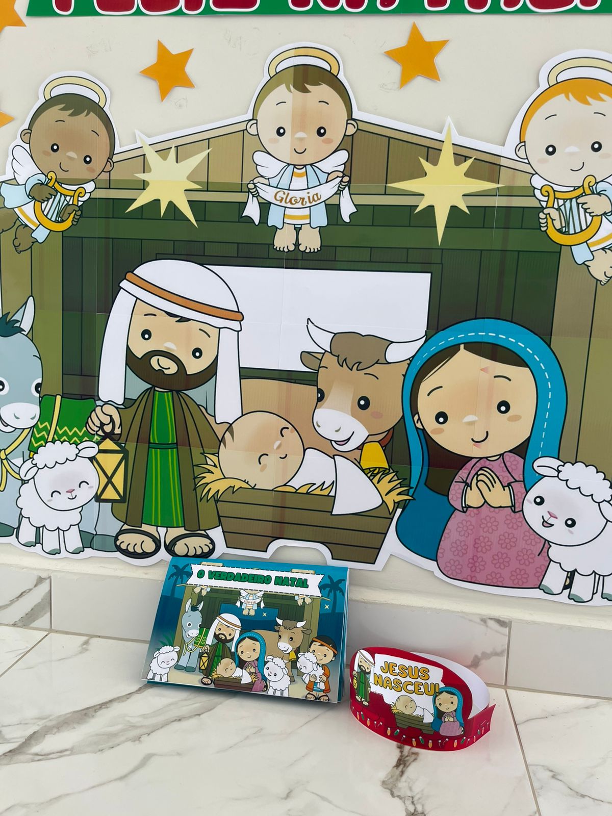 COMBO PAINEL DECORATIVO + LIVRO 3D: NASCIMENTO DE JESUS ✨